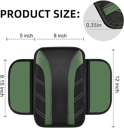 NBTEPEM 10 Pcs Car Floor Mats Full Set & Sport Leather Steering Wheel Cover 14.5-15 inch, Center Console Cover, Seat Belt Cushion, Cup Holder Coaster, Universal Automobile Interior Sets (Green)