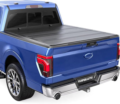 KUIPERAUTO 6.5ft Quad-Fold FRP Hard Truck Bed Tonneau Cover Compatible with 2015-2026 Ford F-150 SuperCrew/1.5 Cab/Single Cab,On Top Mount,Lockable,Styleside Bed 78.9inch