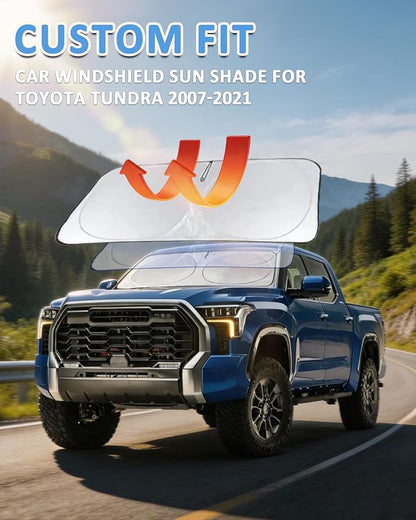 INSAUTO for Tundra 2020 Windshield Sunshade Car Window Sun Shade Custom Fit 2007-2021 Toyota Tundra Windshield Cover Limited SR5 Platinum TRD Pro 2Dr 4Dr Pickup Truck Accessories Sun Shield Protector