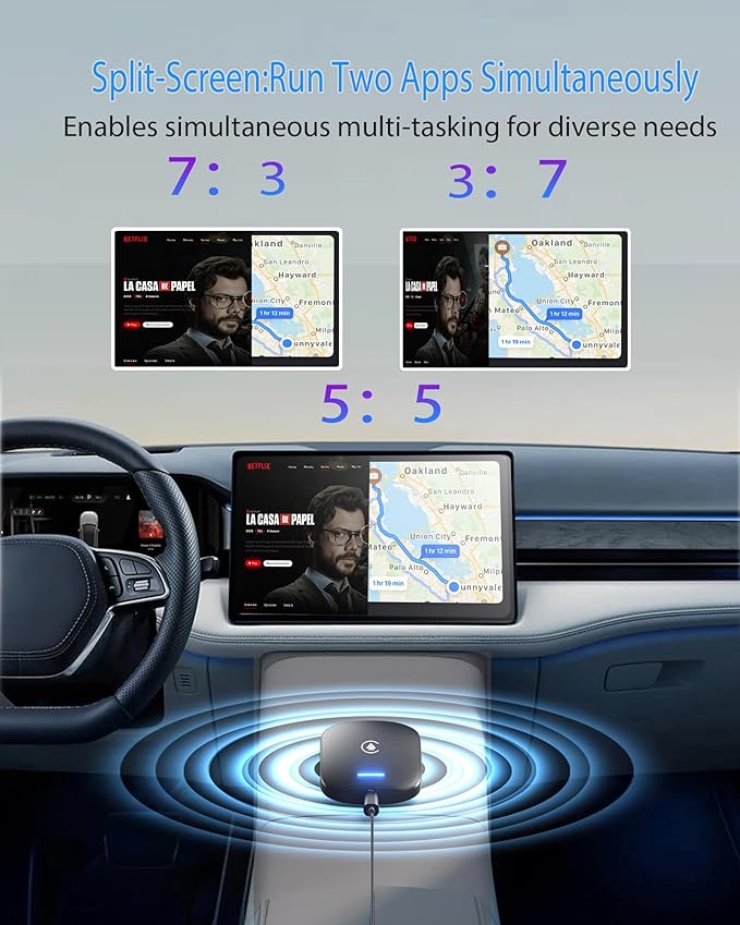 2026 Magic Box 3.0 CarPlay Android Auto & Wireless Carplay Adapter Dual WiFi + 4G Split-Screen & Cast Screen Supports Play-Store Dowanlaod Any App for OEM Wired Car Play