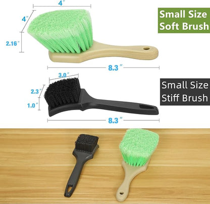 Fitosy Wheel Rim & Tire Brush Set, Soft & Stiff Bristle Wash Cleaning Supplies Kit for Car Body Exterior Surface, Carpet, Truck,SUV,RV,Motorcycle