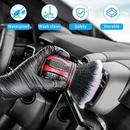 Ziciner Ultra Soft Detailing Brushes, Car XL Synthetic Brush Comes with Storage Rack, Auto Interior Dusting Brush Cleaning Tool Covers Large Area Inside or Outside Vehicles (Red)