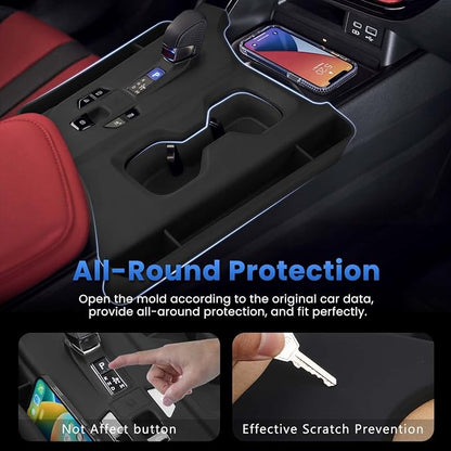 Autorder Silicone Center Console Organizer&Cup Holder for 2022-2025 2026 NX 250/350/350H/450H Accessories Seat Gap Storage Box with Cup Holder Insert Tray Anti-Scratch Gear Shift Panel Trim Cover
