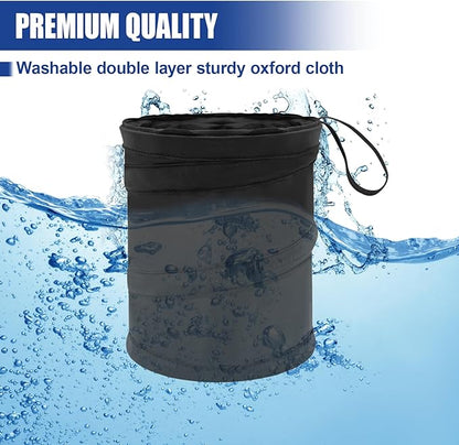 Collapsible Car Trash Can, Mini Portable Automotive Garbage Bag, Pop-Up Vehicle Rubbish Bin, Waterproof Waste Basket Bin with Magic Sticker, Hanging Washable Auto Trash Bag (2PCS)