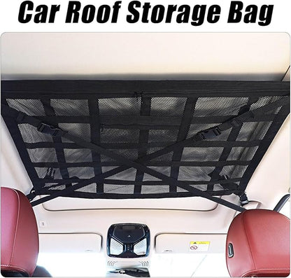 Overhead Car Organizer, Compatible with Jeep Gladiator Sport/Rubicon 2020-2025 Car Roof Storage Net Universal Car Ceiling Storage for Camping Storage Bag,Black-Large