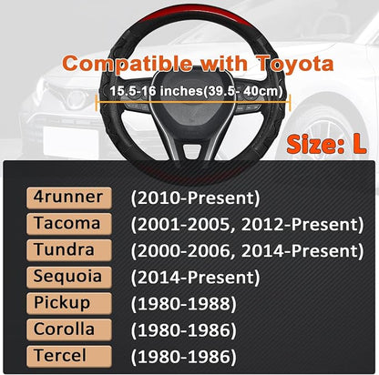 GIANT PANDA Steering Wheel Cover for Toyota Tacoma,4Runner,Tundra,Sequoia, Large Size - Red