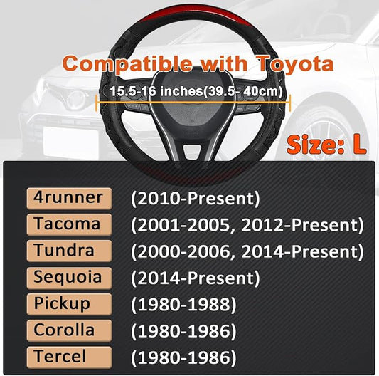 GIANT PANDA Steering Wheel Cover for Toyota Tacoma,4Runner,Tundra,Sequoia, Large Size - Red