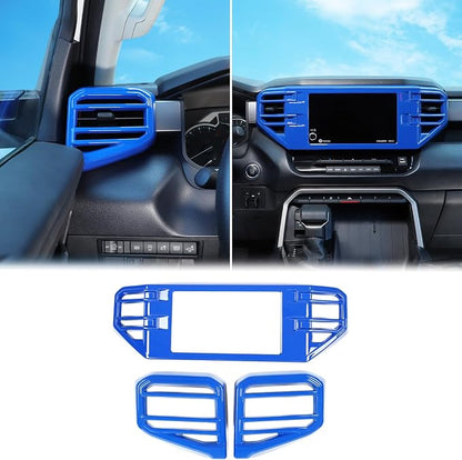 Car Center Console Air Conditioning Outlet Trim Cover Kit Compatible with Toyota Tundra/Sequoia 2022-2026, Dashboard Side A/C Vent Panel Protective Frame Decoration ABS Accessories, For 8-inch Screen