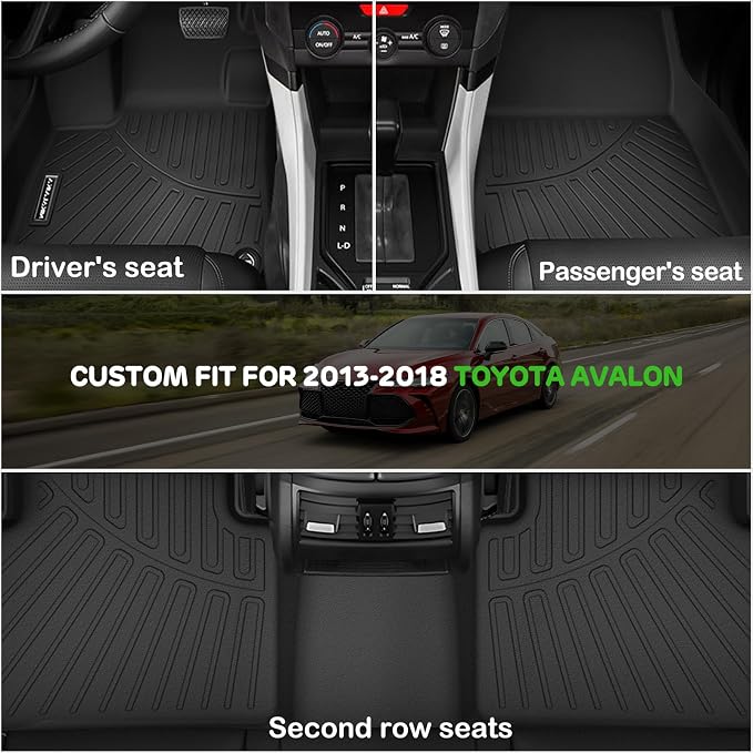 Floor Mats for Toyota Avalon 2013-2018 Upgrade Trunk Mat All Weather TPE Floor Liners Fit for Toyota Avalon 1st & 2nd Row and Cargo Liner Anti-Slip Full Set Car Mats