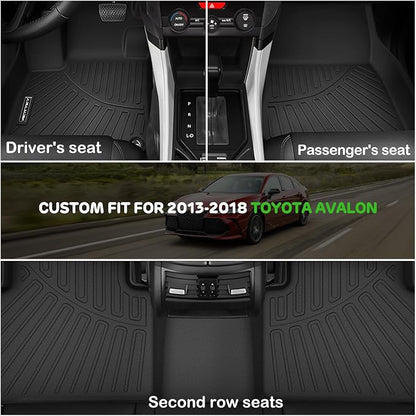Floor Mats for Toyota Avalon 2013-2018 Upgrade Trunk Mat All Weather TPE Floor Liners Fit for Toyota Avalon 1st & 2nd Row and Cargo Liner Anti-Slip Full Set Car Mats