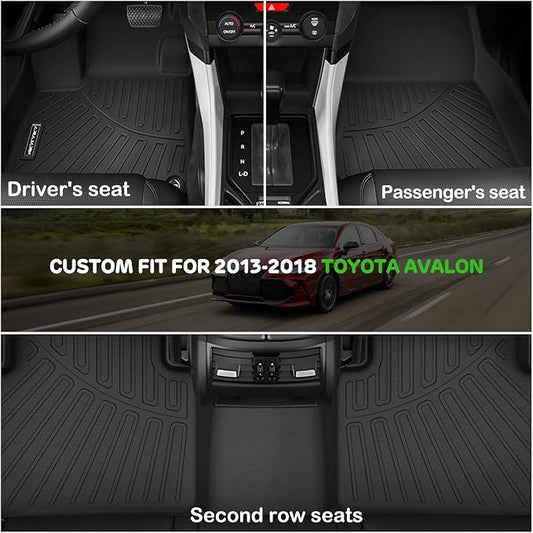 Floor Mats for Toyota Avalon 2013-2018 Upgrade Trunk Mat All Weather TPE Floor Liners Fit for Toyota Avalon 1st & 2nd Row and Cargo Liner Anti-Slip Full Set Car Mats