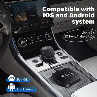 Wireless CarPlay Adapter 2 IN 1 Plug and Play Wired to Wireless Car Play Adapter Android Auto Dongle, Aux Compatible All Car Models Smart Carplay Box Support iPhone 6+/iOS 10+/Android 11.0+