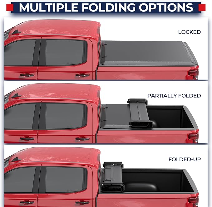 MOSTPLUS Quad FOLD Truck Bed Tonneau Cover Soft Compatible for 1988-2006 Chevy Silverado/GMC Sierra 1500 2500 3500 HD (Incl. 2007 Classic) | Fleetside 6.5 FT On Top