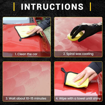 Car Paste Wax High Gloss Shine, Long Lasting Paint Protection, Superior Hydrophobic Water Repelling Properties, Natural Wax for Minor Scratch Repair and UV Protection, Safe for All Vehicles(Red)