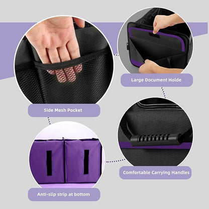 Trunk Organizer for Car, Sturdy Storage Organization with Non-Slip Bottom Strips, 95L Large Capacity Cargo Organizer for Suv, Truck, Sedan, Waterproof Portable Car Organizers for Women Men(Purple)