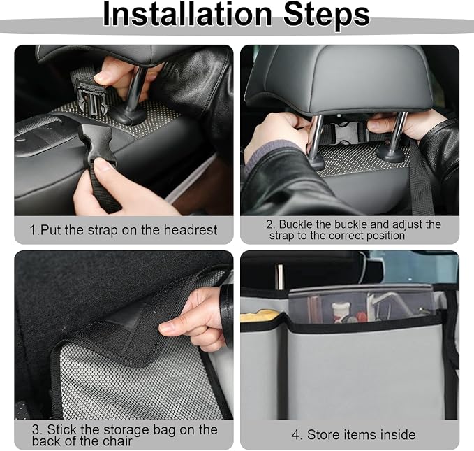 UYYE Trunk Hanging Organizer, Backseat Storage Bag, Collapsible Car Interior Accessories with 4 Pockets & 2 Mesh Pouches for Tools, Provide More Storage Trunk Space for SUV, Jeep, MPVs (Light Grey)