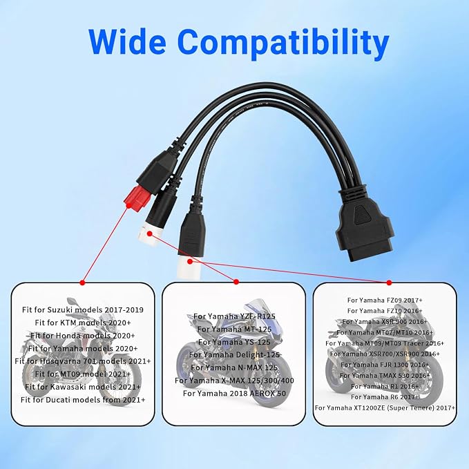 3pin 4 pin 6pin Motor obd2 Cable 3pin 4pin 6pin to 16pin Euro5 OBD Motorbike 3 in 1 OBDii Diagnostic Adapter Scanner Connector Cable for Yamaha Motorcycle Kline for Honda CRF K-T-M X- MAX T Racer
