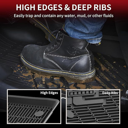 LASFIT Floor Mats for Ford Mustang Mach-E 2021-2025 2026 TPE All Weather Protector Car Liners, 1st & 2nd Row, 3pcs Black