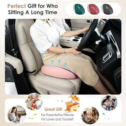 FLORICH Large Car Seat Cushion for Long Sitting, Ergonomic Memory Foam Driving Seat Cushion for Back & Sciatica Pain Relief, Non-Slip Washable Seat Cushion for Car, Driver, Office-Pink