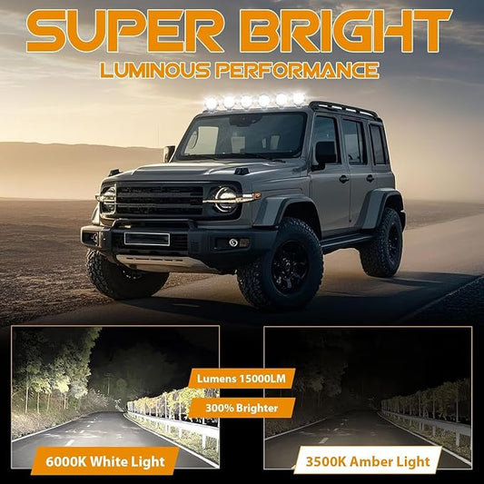 2PCS 201W Led Pod Lights, LikeSafe 7 Inch Round LED Light, 21000lm Off Road Lights Combo Beam Vehicle Accessories for Truck Tractor SUV ATV UTV with Wiring Harness, Black