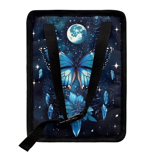 Butterfly Floral and Moon Pattern Car Trash Can with Lid and Zipper Portable Foldable Trash Bin for Car Interior Accessories Multipurpose Garbage Can Bags Storage Organizer