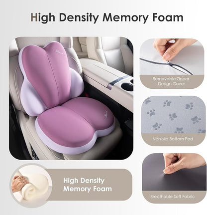 FLORICH Car Seat Cushion and Back Support for Car Ultrathick Memory Foam Office Chair Cushions with Lumbar Support Pillow for Sciatica & Back & Tailbone Pain Relief (Dark Purple)