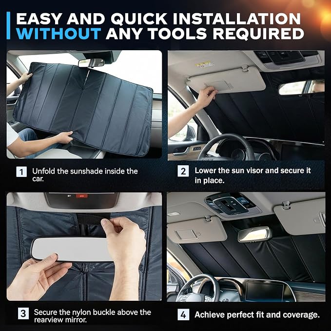 Windshield Sun Shade for Nissan Ariya EV 2023-2026, Custom Fit Folding Design Car Front Window Sunshade Sun Visor Shield Accessories for Interior Protector, Blocks UV Rays & Heat