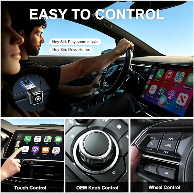 Ultra Mini Wireless CarPlay Adapter for iPhone ＆Android – 2026 Next-Gen 2 in 1 Wireless CarPlay ，5s Auto Reconnect, One-Click Switch for Two Phones, 5.8GHz WiFi+Bluetooth5.4，Adapter Stable & No Lag