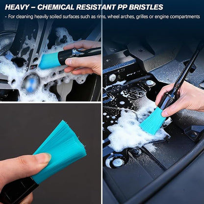 Car Detailing Brushes Set, 8-Piece Auto Detail Cleaning Brush Tool Kit in Ultra-Soft/Middle/Hard, Crevice Brush for Car Interior & Exterior, Leather, Air Vents, Emblems, Wheels Wash & Care