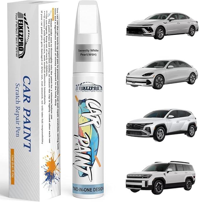 Serenity White Pearl Car Touch Up Paint for Hyundai, Exact Color Match Car Paint Scratch Repair Remover Pen Kit Quick & Easy Fix Vehicle Chips and Automotive Nicks Scuff