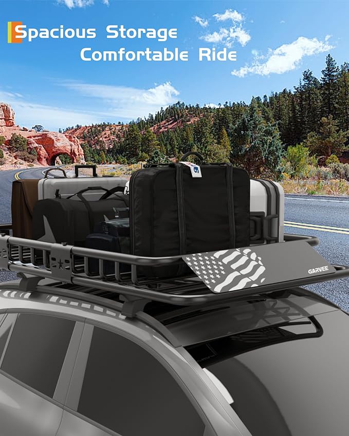 DEXSO 51" x 36" Universal Roof Rack Carrier Basket, 200 Lbs Capacity Roof Cargo Basket with Extension Luggage Holder Basket Heavy Duty for SUVs, Trucks, Vehicles