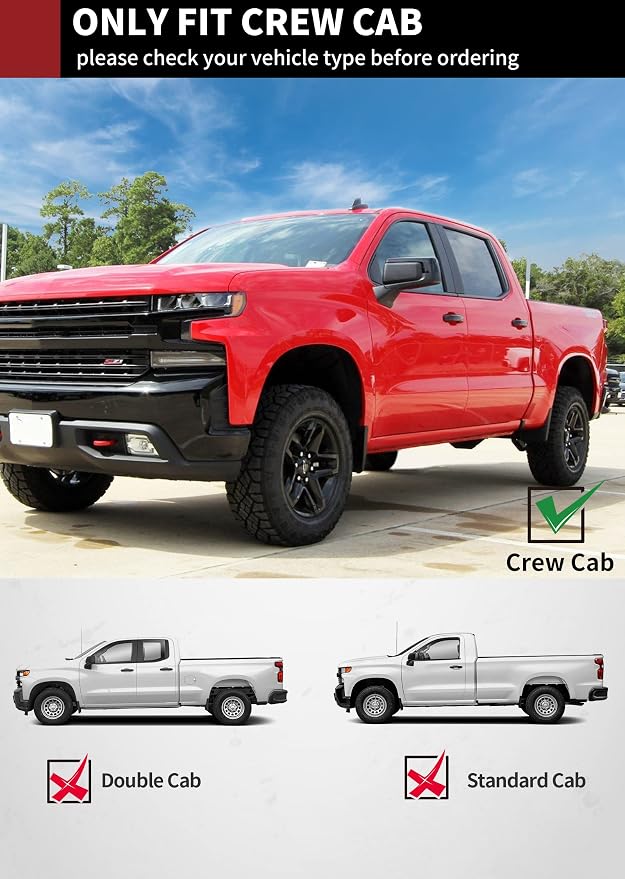 YITAMOTOR 6 Inches Running Boards Compatible with 2019-2026 Chevy Silverado/GMC Sierra 1500 Crew Cab, 2020-2026 2500HD 3500HD, Side Step Bars Aluminum Alloy, Running Boards for Silverado Crew Cab