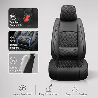Car Seat Covers Compatible with Hyundai Elantra 2017-2025 2026 - Waterproof & Breathable Luxury Leather All-Weather Seat Cushions Protectors,Airbag Compatible,Only 2 Front seat Covers (Black)