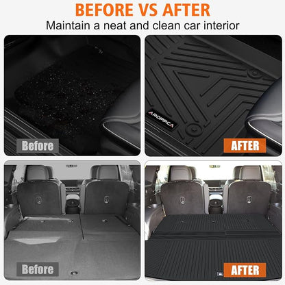 All Weather Car Floor Mats Cargo Liner with Backrest Mat for 2026 Hyundai Palisade 7&8 Seats Hybrid, TPE Rubber Liners Full Set Automotive Mats for 2026 Hyundai Palisade Accessories
