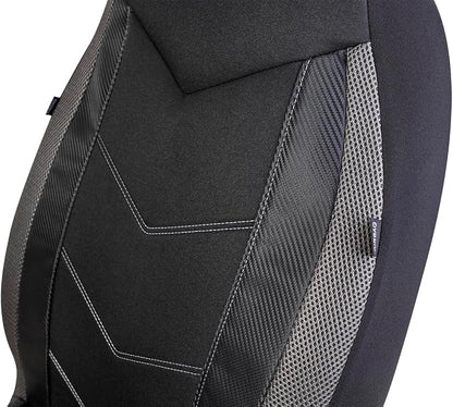 PIC AUTO Car Seat Covers - High Back Front Seat Covers, Sports Carbon Fiber Mesh Design, Universal Fit, Airbag Compatible (Gray)