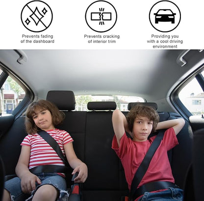 Kewucn 2 PCS Windshield Sun Shade Reflective Fabric, Foldable Auto Front Window Sunshade Protection, 99% UV Rays and Sun Heat Blocker and Keeps Vehicle Cool, Car Accessories (33"×36", Silver)