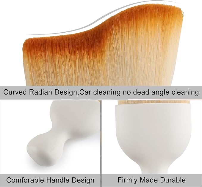 GaRhomxy Car Detailing Brushes, Car Interior Dust Sweeping Soft Brush, Soft Bristles Brush Cleaning Tool for Automotive Dashboard, Air Conditioner Vents, Computer, Scratch Free(White)