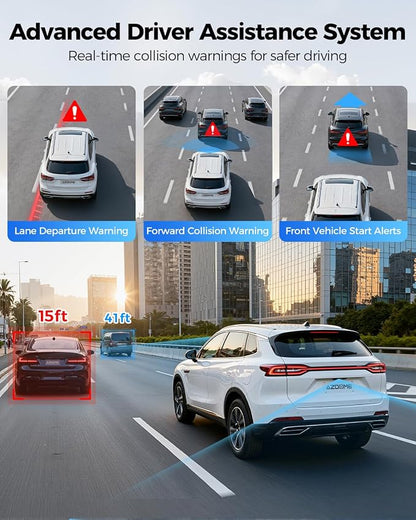 AZDOME PG17 Pro STARVIS 2 Mirror Dash Cam Front and Rear with IMX678, ADAS 12" Rear View Mirror Camera, 4K+ 2.5K Dual HDR Dash Camera for Cars, 5.8GHz WiFi Car Camera with 128GB Card Voice Control GPS