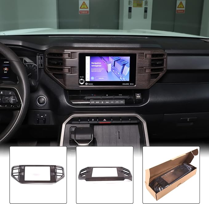 Aunginsy Center Console Air Outlet Trim Cover Compatible with Toyota Tundra/Sequoia 2022-2026, Air Conditioning A/C Vent Panel Large Frame Decorative Cover Protector ABS Accessories, For 8-inch Screen