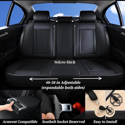 Coverado Car Seat Covers Full Set, Leather Seat Coversfor Cars, Front and Back Seat Covers, Waterproof Car Seat Protectors Car Seat Cushions Universal for Most Vehicles, Black&Redline