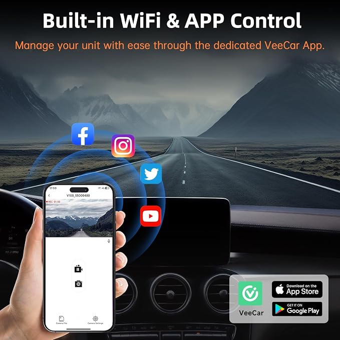 Dash Cam Front and Rear, Ecomoment 4K+1080P Dual Dash Camera for Cars, Built-in WiFi GPS Dashboard Camera, 2.4" IPS Screen Dashcam, 170° Wide, Night Vision, WDR, G-Sensor, 32GB SD Card Included