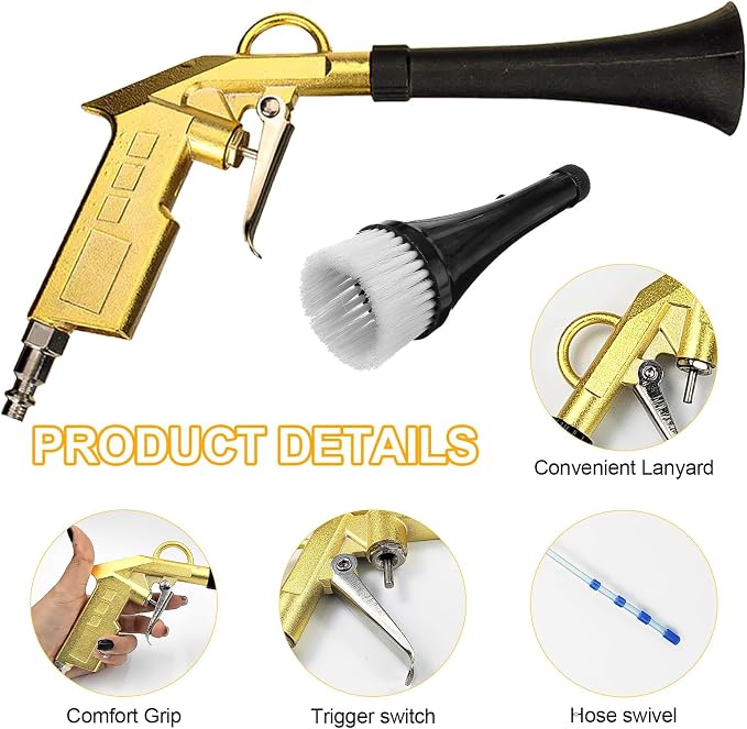 QZQUFJ Air Compressor for Car Detailing Detailing Tool, High Pressure Air Gun Dry Cleaning Tool Kit, Air Gun, Car Clean Gun, Cleaning Gun, for Car Dry Cleaning