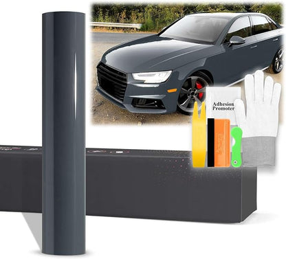 60"x480" (5FTx40FT) PPF Paint Protection Film Gloss Midnight Gray Self Healing Auto Bra Vinyl Wrap Invisible Scratches Shield Sheet DIY with Tool Kit