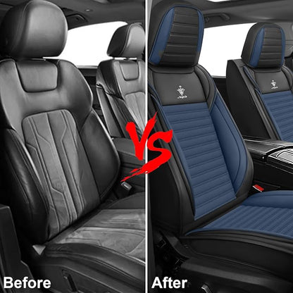 Seat Covers Fit for Nissan Rogue 2015-2026, Breathable and Comfortable Leather Car Seat Cover, Standard Waterproof Cushion Cover Auto Interior Accessories (Black Blue)