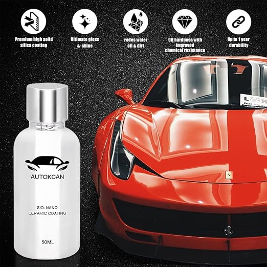 Nano Ceramic Coating for Cars, 10H High Gloss 50ML Anti-Scratch SiO2 Ceramic Coating High Hydrophobic Mirror Paint Sealant Protection with Gloves