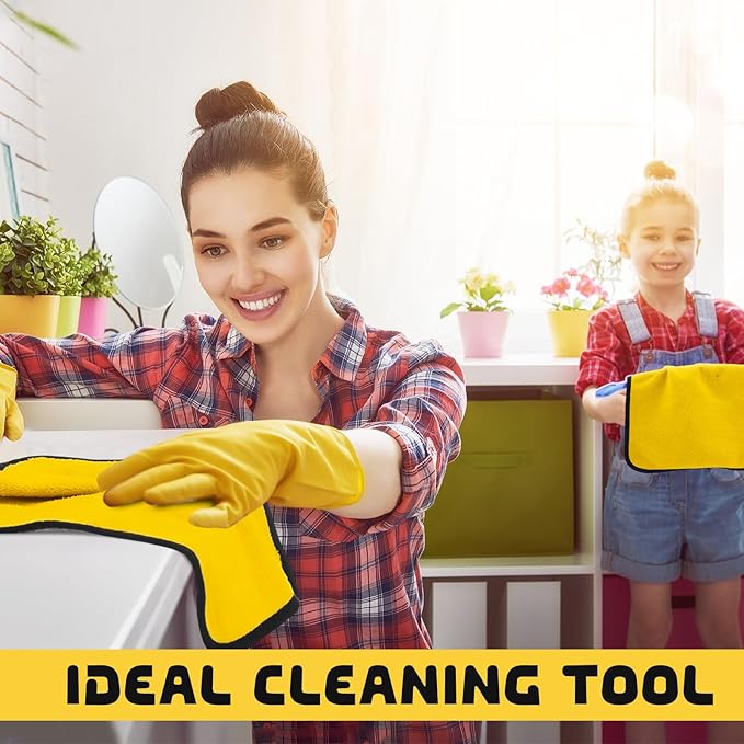 Tallew 50 Pcs Microfiber Towels:16"x16" Microfiber Drying Towels Bulk Micro Fiber Car Cleaning Cloth for Cars Drying Washing Polishing Office Windows Cleaning Household Supplies (Yellow)
