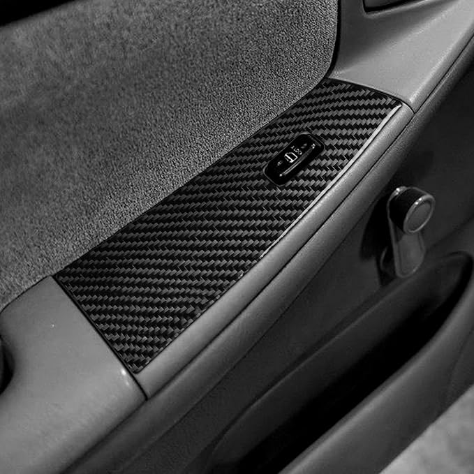Black Real Carbon Fiber Accessories Car Door Window Lift Panel Kit Cover Interior Trim Sticker Decal for Toyota Corolla CE LE S 2003 2004 2005 2006 2007 2008/XRS 2005-2006 Sedan 7PCS -D