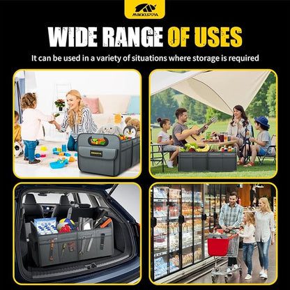 MIKKUPPA Car Trunk Organizer - 75L Collapsible Trunk Organizer for Groceries, Trunk Storage Organizers for SUV Auto Truck Van with Non Slip Bottom (Gray)