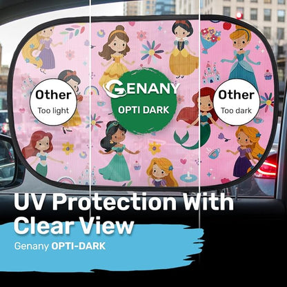 GENANY 2pcs Princess Window Sun Shade for Sedan SUV Truck (21x14 Inches), Sun Shades for Side Window, Accessories for Kids, Baby Window Shades, Summer Car Decor
