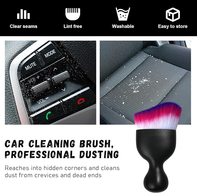 Ziciner 2 PCS Car Detailing Brush, Curved Soft Bristles Auto Removal Dust Collector, Universal Vehicle Dashboard, Air Conditioner Vents, Computer etc Interior Cleaning Tool Accessories(White/Red/Blue)